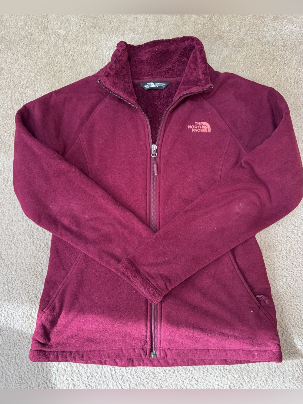 The North Face Women's Sz S Maroon Full-Zip Fleece Jacket